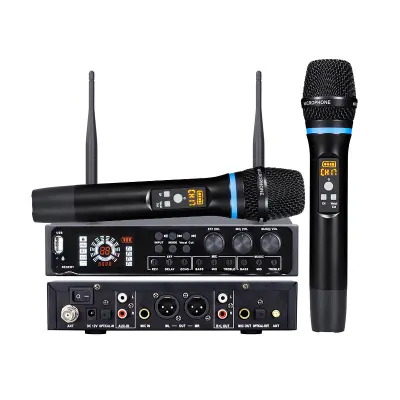 Sve-u-jednom bežični mikrofonski sustav s Bluetoothom za vjenčanja, karaoke Crna