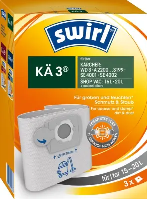Vrećice za usisivać SWIRL za mokre i suhe usisavaće KA 3, 15-20L