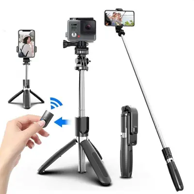 Selfie štap/stalak za mobitel s daljinskim upravljačem, kompatibilan s kamerom i Goproom Crna