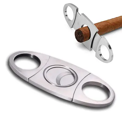 Rezač cigara s dvostrukom oštricom od nehrđajućeg čelika srebrni Srebrna