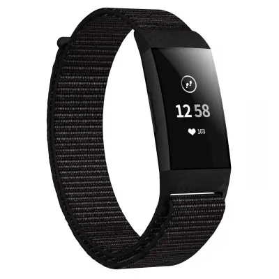Fitbit Charge 3/4 narukvica najlon Crna Crna