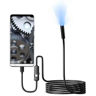 Inspekcijska endoskopska kamera, 5,5 mm, visoka rezolucija, 8 LED svjetala, IP67 Crna