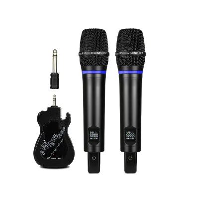 2 paketa bežičnih mikrofona Bluetooth Reverb s Android Port kabelom Crna