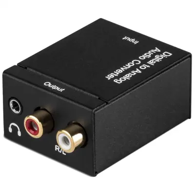 Digitalni u Analogni Audio Pretvarač DAC Optički u RCA Pretvarač L/R Crna