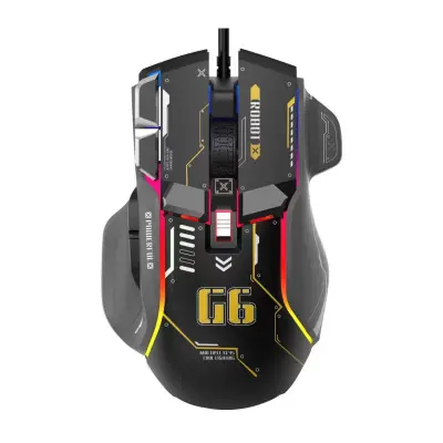 Gaming miš, 12 RGB osvjetljenja, 6 podesivih DPI, 7000 brzina osvježavanja, ergonomski Crna