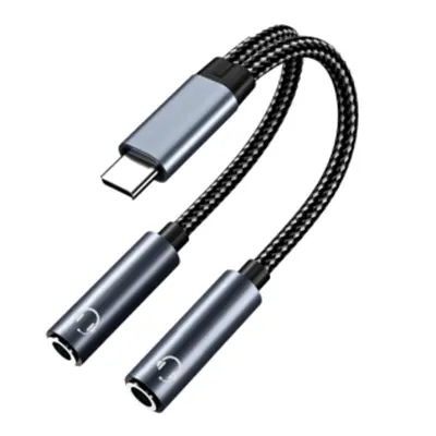 Type-C na dvostruki 3,5 mm audio adapterski kabel Crna