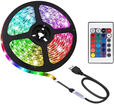 75 LED 24 tipke USB LED traka s daljinskim upravljačem i podatkovnim kabelom Crna