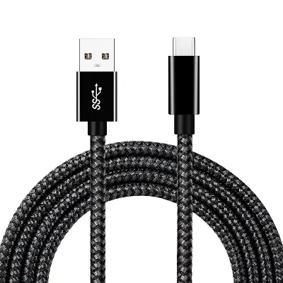 USB A na Type C 3.2 60W podatkovni kabel Crno-siva