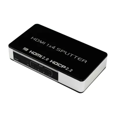 1 x 4 HDMI razdjelnik UltraHD 4K@60Hz podrška 3D HDMI V2.0 HDCP 2.2 18 Gbps, kompatibilan s PS4, projektorom Srebrna + crna
