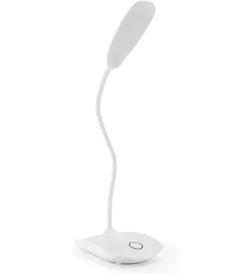 Rechargeable LED table lamp with dimmer and bendable foot, White Bijela