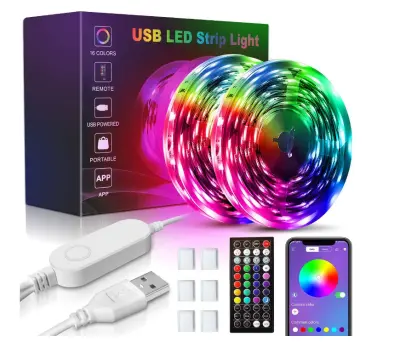 LED traka s RGB promjenom boje, Bluetooth upravljanje aplikacijom za TV, sobu IP65 Crna