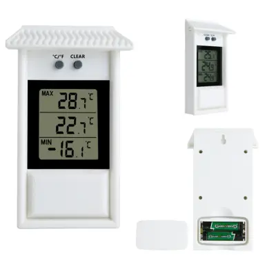 Vanjski mjerač temperature krajolika Elektronski mjerač temperature Bijela