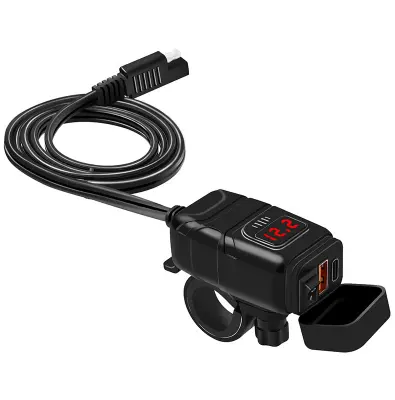 Brzi auto punjač s Type-C USB priključkom za automobil i motocikl Crna