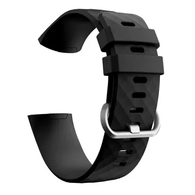 Fitbit Charge 3 / 4 narukvica silikonska Crna / Srebrna (L) Crna / Srebrna