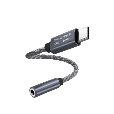 32-bitni / 384kHz USB C na 3.5mm audio adapter visoke rezolucije Siva