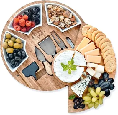 Višenamjenska drvena daska za sir s priborom i zdjelicama, komplet za posluživanje predjela i grickalica | SNACKPLATTER