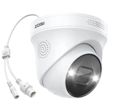 POE 5MP IP kamera web kamera, 2-smjerni audio, noćni vid, zvučni i svjetlosni alarm, IP66 Bijela