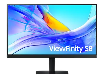SAMSUNG 27" ViewFinity S8 Monitor LS27D800UAUXEN, IPS 4K UHD, 60Hz, 5ms, HDR10, DisplayPort, HDMI, USB-C, USB Hub, LAN, Pivot