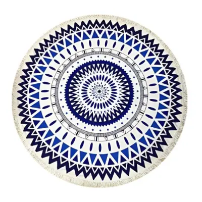 Okrugli brisač za plažu i piknik, mekani ručnik Mandala, promjer 150 cm | CUBALINKA