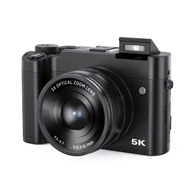 3X 5K Digitalni fotoaparat Vlog Video kamera YouTube Vlogging 64MP Digitalni fotoaparat Snimač Crna