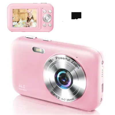 Digitalni fotoaparat 1080P 44MP 16x zum 2,4-inčni zaslon, 32GB kartica Pink