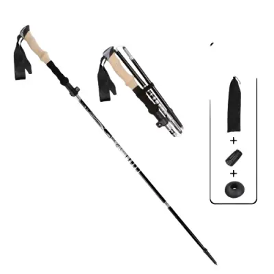 Ultralight carbon hiking pole with 5 sections Crna