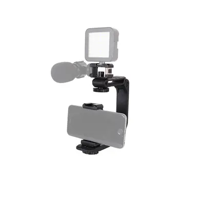 Mini Foldable Triple Hot Shoe Bracket Crna