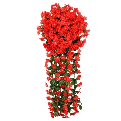 Umjetno cvijeće, viseći cvjetni aranžman crveni, dekorativni viseći šopek 4x72x77 cm | HANGROSE