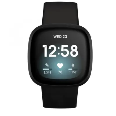 Silikonski remen za sat za Fitbit Versa4/Fitbit Sense2/Fitbit Versa3/Fitbit Sense Crna