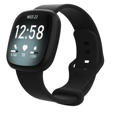 Silikonski remen za sat za Fitbit Versa4/Fitbit Sense2/Fitbit Versa3/Fitbit Sense Crna