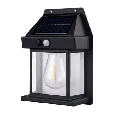 Vanjska solarna LED svjetiljka s senzorom pokreta, zidna montaža, 12x17x5,8 cm (crna) | FLUXLAMP