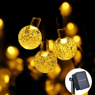 Vodootporni solarni LED rasvjetni lanac 5 m s kuglicama za vanjsku dekoraciju (bijeli) | SOLSTICE