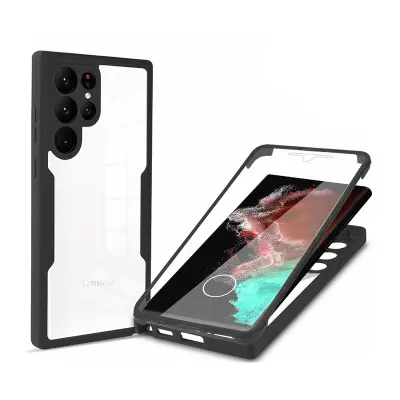360° sveobuhvatna maskica za mobitel od TPU materijala za Samsung telefone Crna