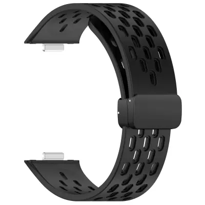 Prozračna silikonska narukvica za Huawei Watch Fit 3 s magnetskom kopčom Crna