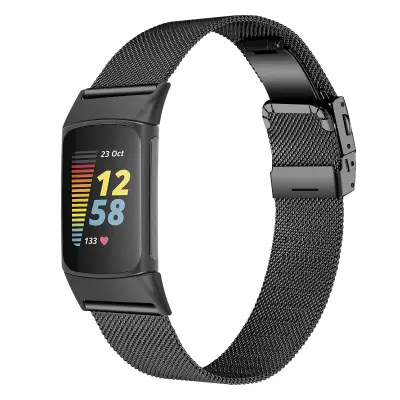 Remen za sat od nehrđajućeg čelika za Fitbit Charge5/6 Crna