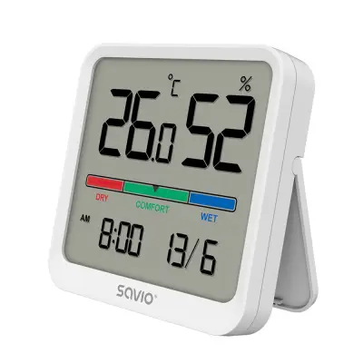 Digitalni mjerač temperature i vlažnosti s LCD zaslonom i magnetskom montažom, bijeli
