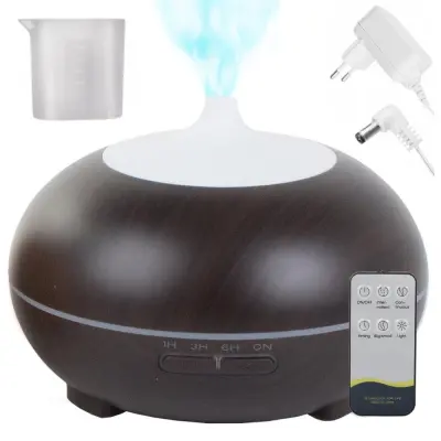LED RGB ovlaživač zraka difuzor 300ml isparivač + daljinski upravljač tamno smeđa