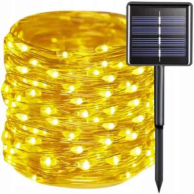 Lanac solarnih svjetala 150 LED topla bijela 15m 8 funkcija IP44