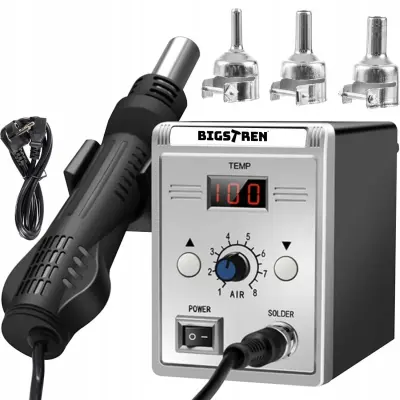 700W LCD stanica za lemljenje vrućim zrakom do 500°C + mlaznice
