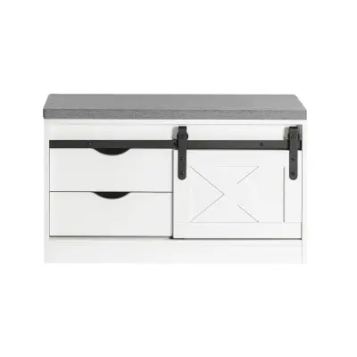 Shoe Bench With Seat Entrance Shoe Rack With White Doors
