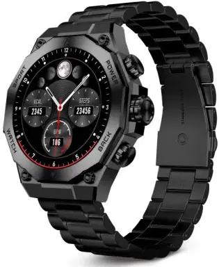 KSIX smartwatch Titanium, AMOLED 1,43” zaslon, 2 remena, 5 dana aut., crni