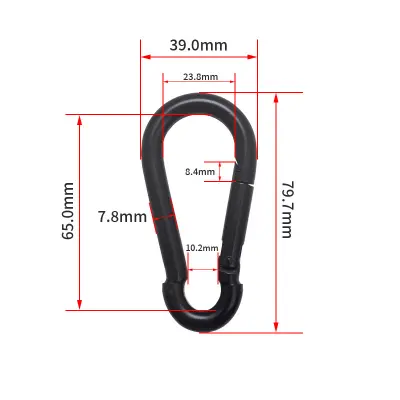 8-oblikovani karabiner, teška opružna kuka (paket od 2 komada) Crna