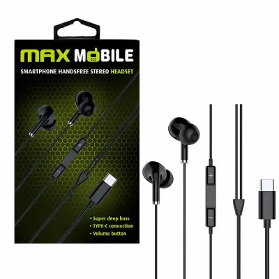 MAXMOBILE SLUŠALICE HANDSFREE WE08 TYPE-C crna