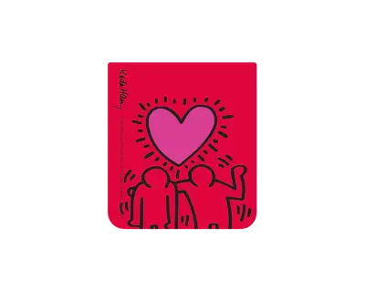 Pozadina za zaštitnu prozirnu masku Keith Haring Love za Samsung Glaxy Flip5 crvena GP-TOF731SBCQW