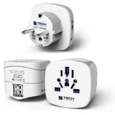 TRAVEL BLUE ADAPTER W-EU+USB 956