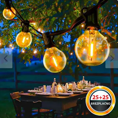 Vanjska LED svjetla na traci (25 žarulja; duljina kabela 7,5 m)/ YARDBULBS 1+1 GRATIS