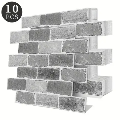 Samoljepljive tapete s izgledom cigle (10 kom) | NYBRICK Siva