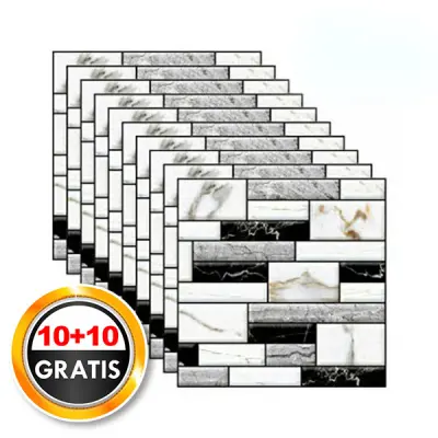 Samoljepljive 3D mramorne zidne tapete, vodootporne PVC pločice 20 kom (1,8 m?) | MARBLEBLOCKS 10+10 GRATIS