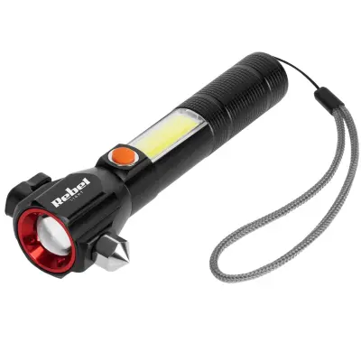 3u1 taktička baterija. LED COB alu. svjetiljka ZOOM čekić