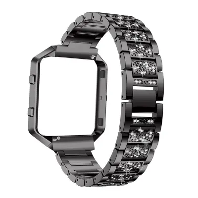 Remen za pametni sat Diamond Watchband s okvirom za Fitbit Blaze Crna
